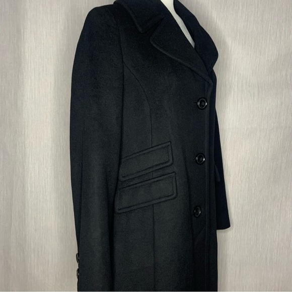 Ellen Tracy Wool Blend Black Trench Long Coat Single Breasted | Size 10 - Picture 9 of 17